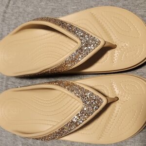 CROCS Beige Sparkle Sandals